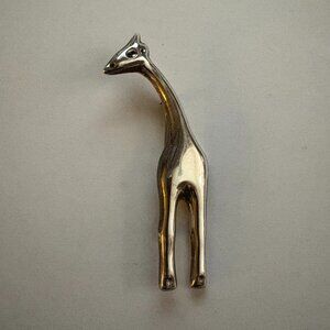 Vintage ZINA signed Modernist solid sterling silver 925 giraffe brooch